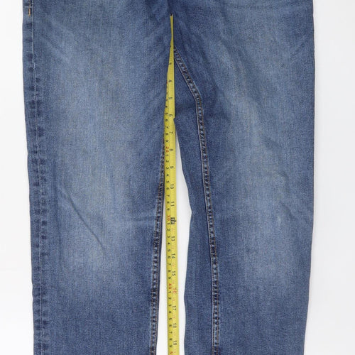 PRODUKT Men's Blue 32W 34L Slim Fit Straight Denim Jeans