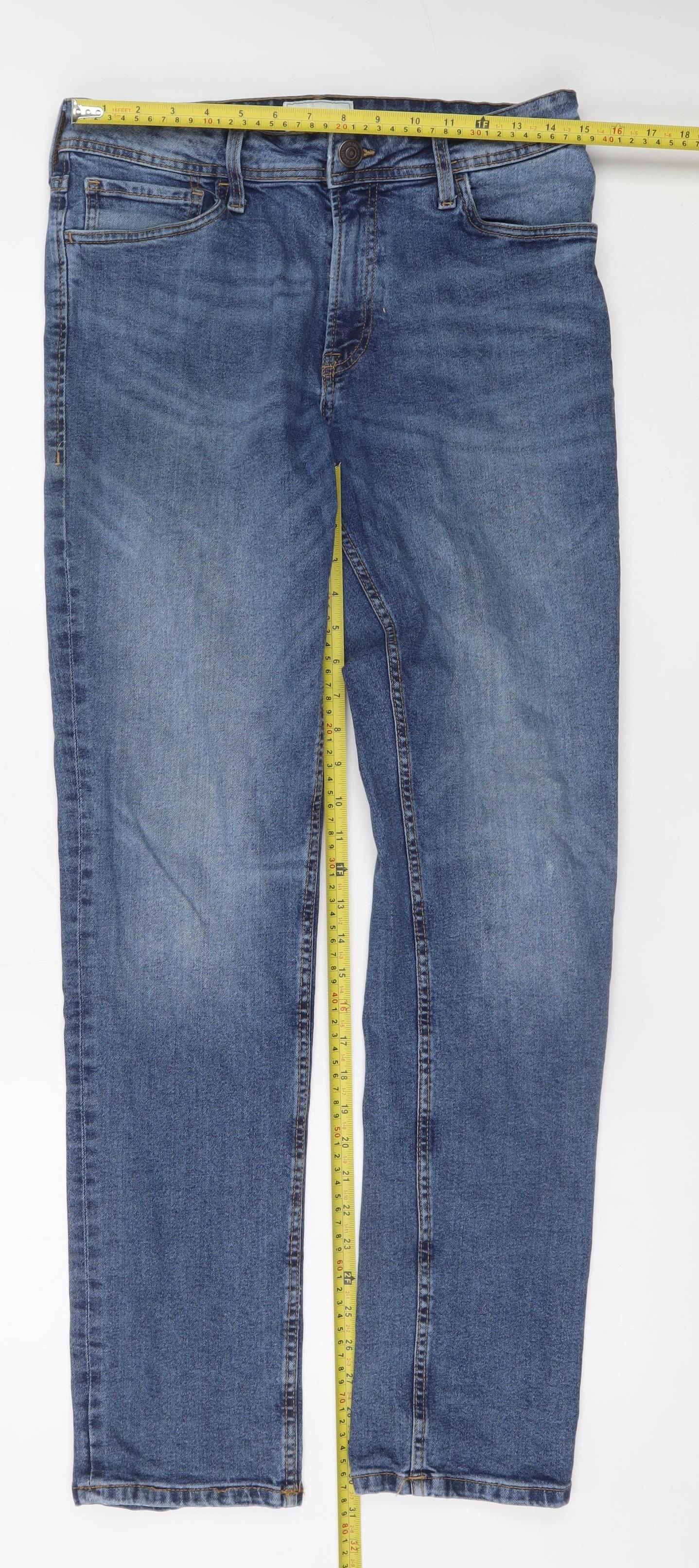 PRODUKT Men's Blue 32W 34L Slim Fit Straight Denim Jeans