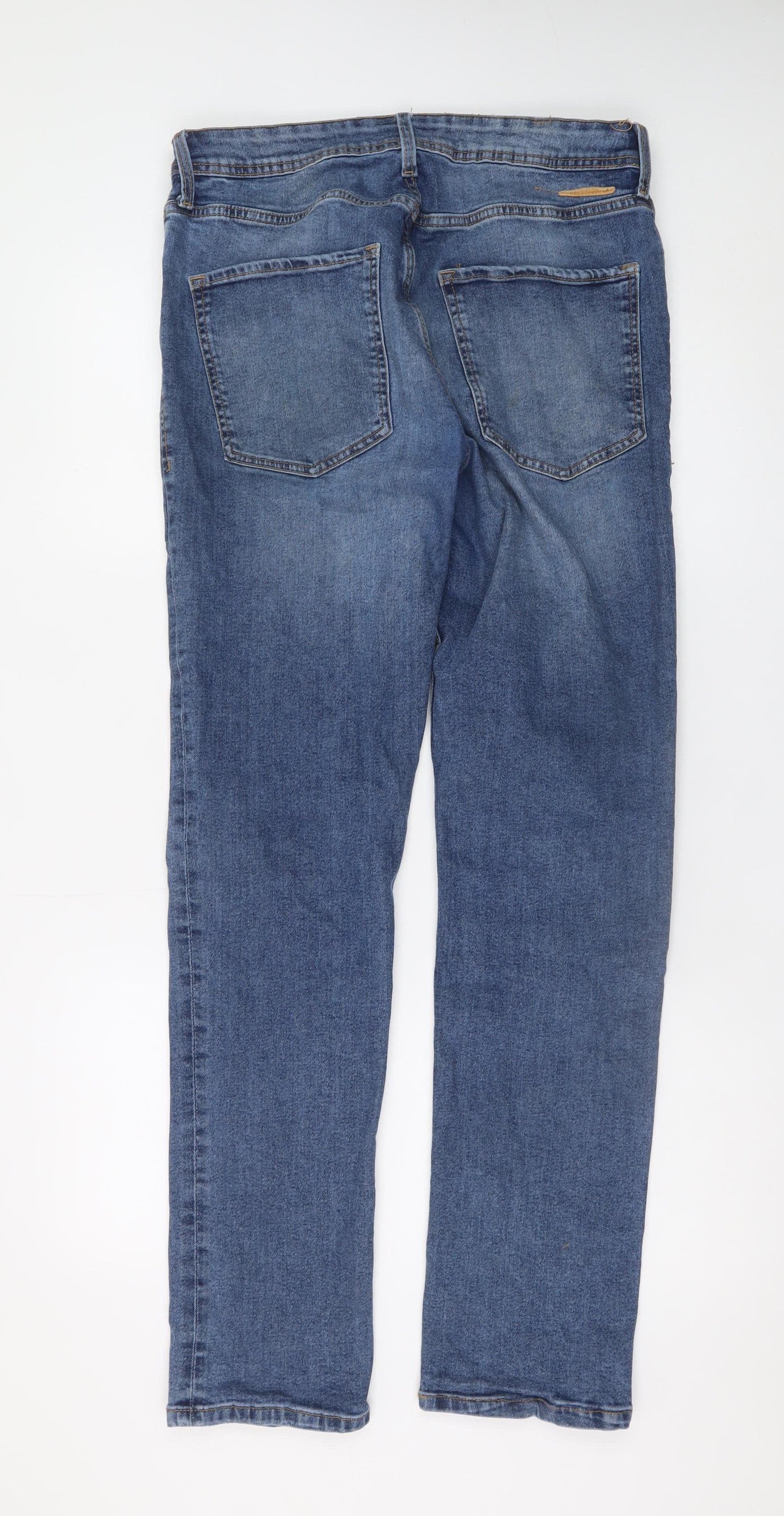 PRODUKT Men's Blue 32W 34L Slim Fit Straight Denim Jeans