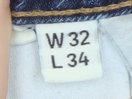 PRODUKT Men's Blue 32W 34L Slim Fit Straight Denim Jeans