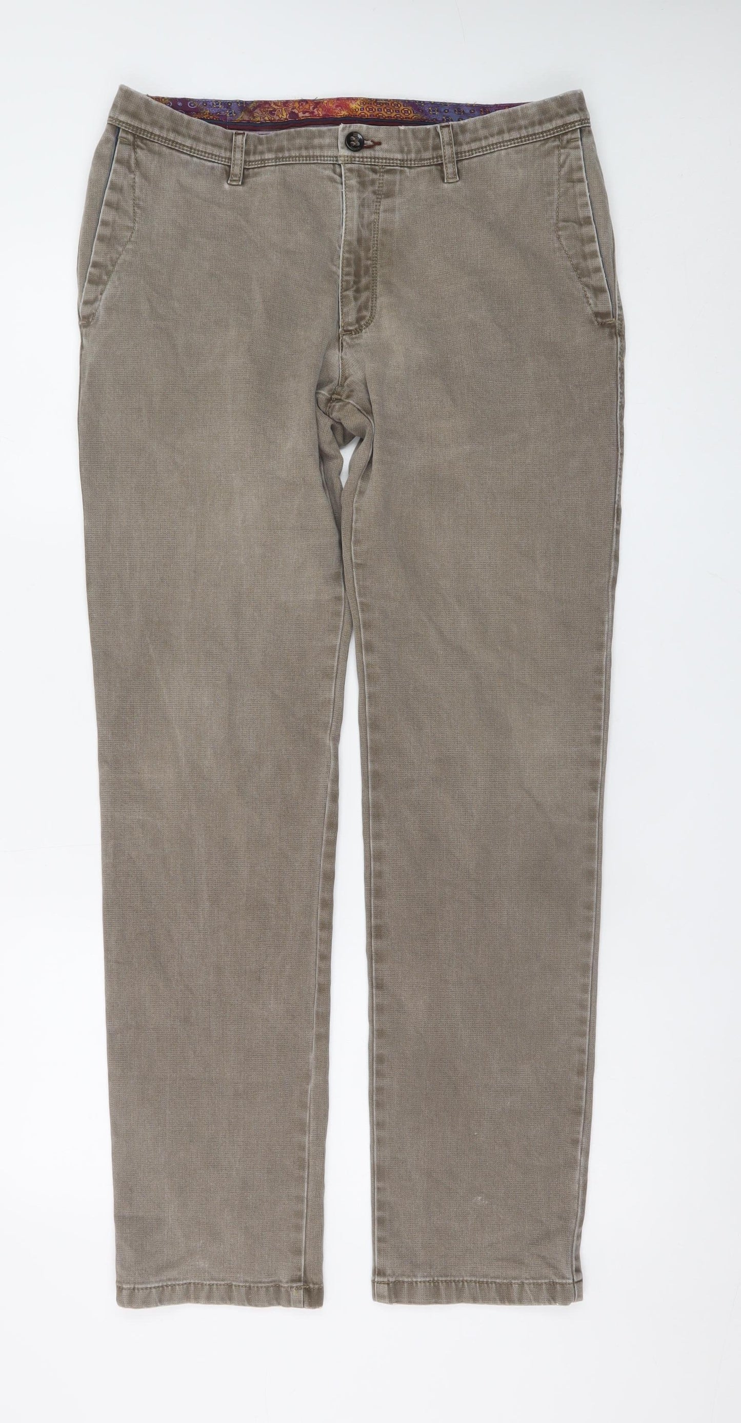 Bugatti Men Beige Straight Regular Fit Corduroy Jeans 36W 30L