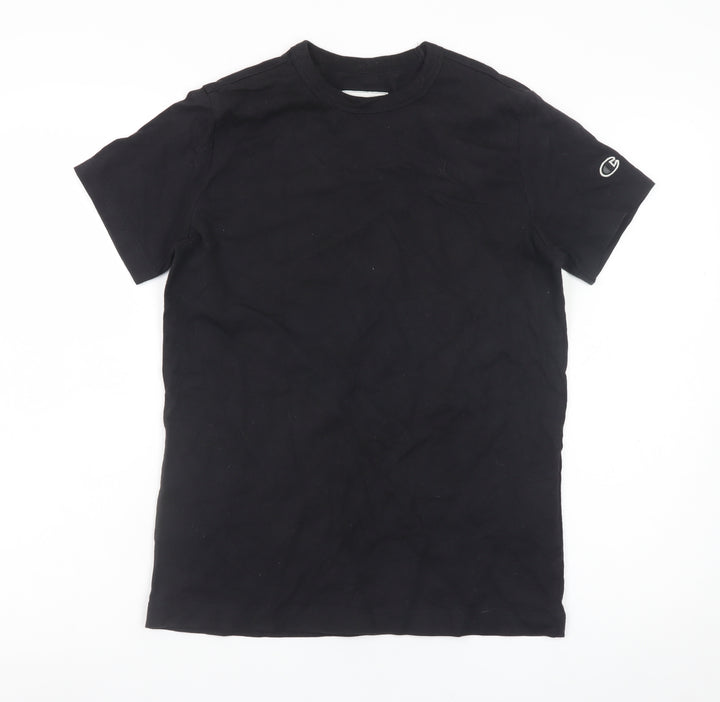 Champion Men's Black Cotton Short Sleeve Crew Neck T-Shirt Size S