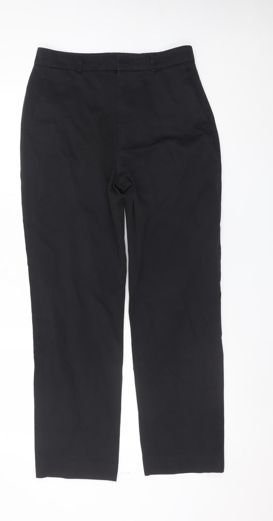 Zara Womens Black Straight Leg Trousers Size 12 Regular Fit