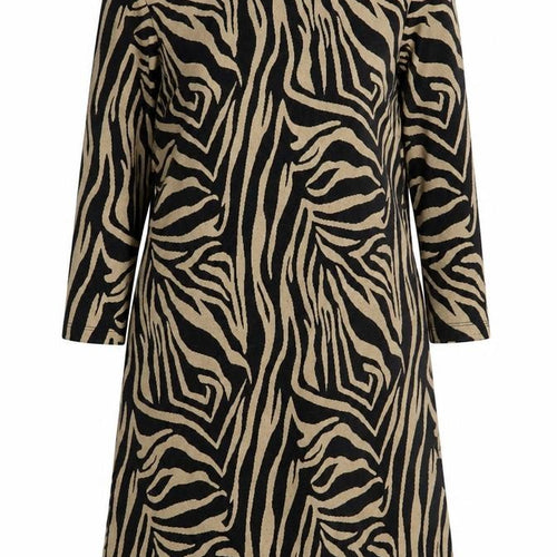 Stradivarius Women’s Beige Zebra Print Shift Knit Dress Size 8