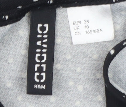 H&M Women Black Polka Dot A-Line Scoop Neck Dress Size 10
