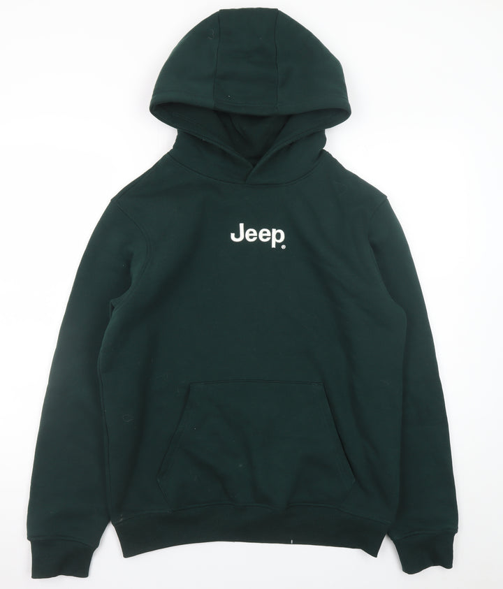 Jeep Mens Green XS Pullover Hoodie with Winter Graphic Print
