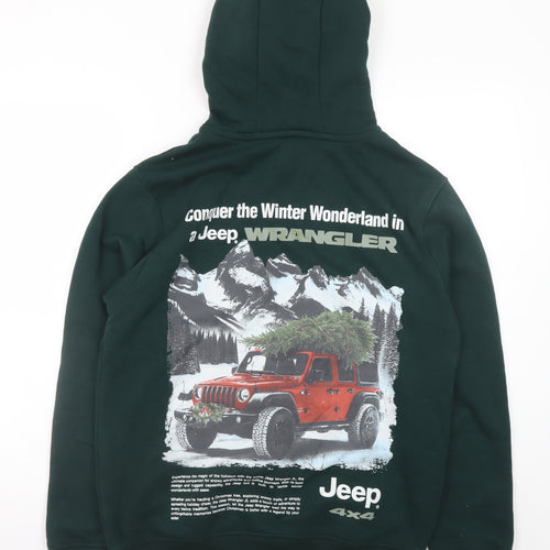 Jeep Mens Green XS Pullover Hoodie with Winter Graphic Print