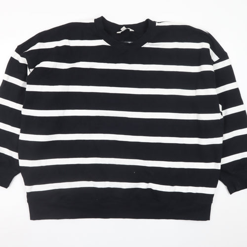 Marks and Spencer Men's Black White Striped XL Pullover Sweatshirt