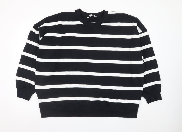 Marks and Spencer Men's Black White Striped XL Pullover Sweatshirt
