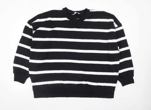 Marks and Spencer Men's Black White Striped XL Pullover Sweatshirt