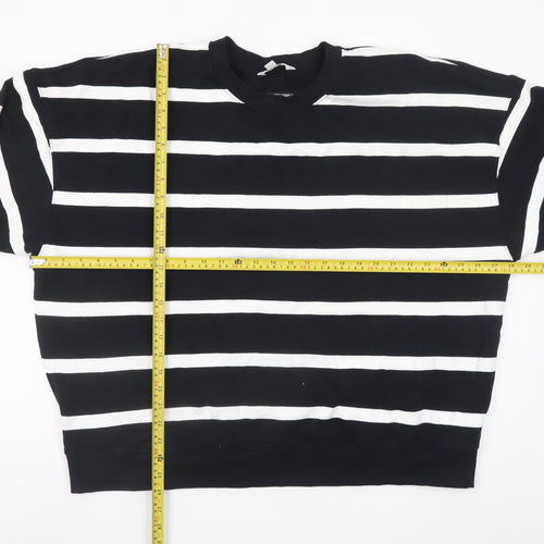 Marks and Spencer Men's Black White Striped XL Pullover Sweatshirt