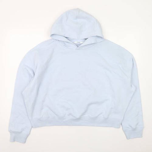 Marks and Spencer Women Blue Large Pullover Hoodie Cotton Blend