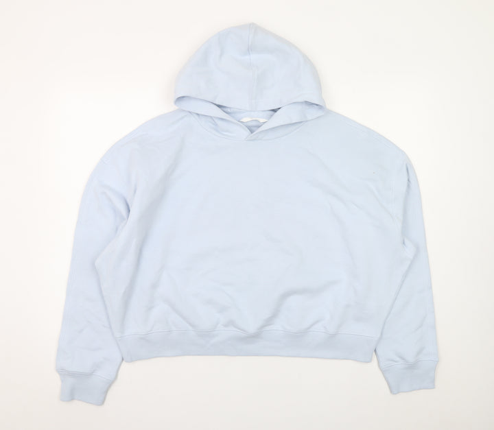 Marks and Spencer Women Blue Large Pullover Hoodie Cotton Blend