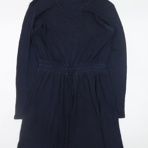 People Tree Women Blue Size 10 Fit & Flare Long Sleeve Cotton Dress