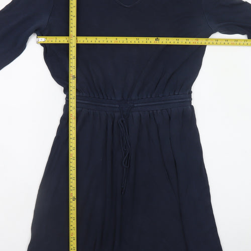 People Tree Women Blue Size 10 Fit & Flare Long Sleeve Cotton Dress