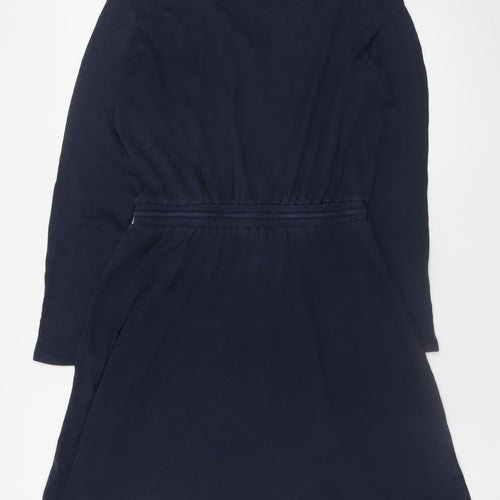 People Tree Women Blue Size 10 Fit & Flare Long Sleeve Cotton Dress