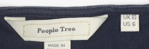 People Tree Women Blue Size 10 Fit & Flare Long Sleeve Cotton Dress