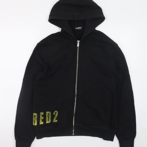 Dsquared2 Boys Black Full Zip Hoodie 16 Years Cotton Blend Graphic Print