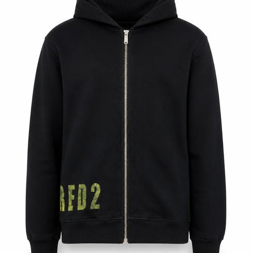 Dsquared2 Boys Black Full Zip Hoodie 16 Years Cotton Blend Graphic Print