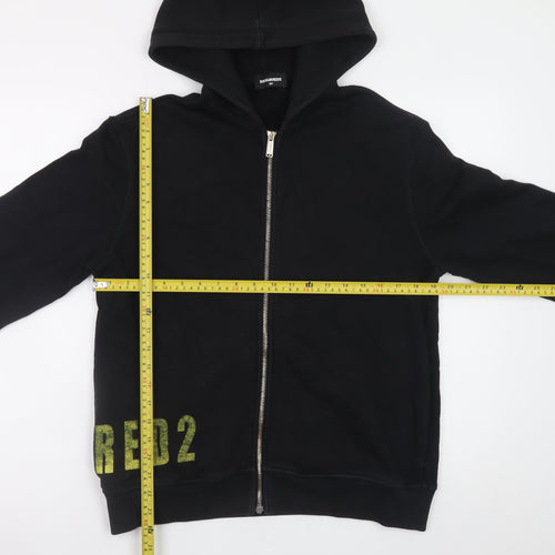 Dsquared2 Boys Black Full Zip Hoodie 16 Years Cotton Blend Graphic Print