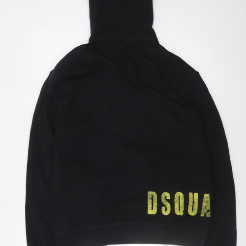Dsquared2 Boys Black Full Zip Hoodie 16 Years Cotton Blend Graphic Print