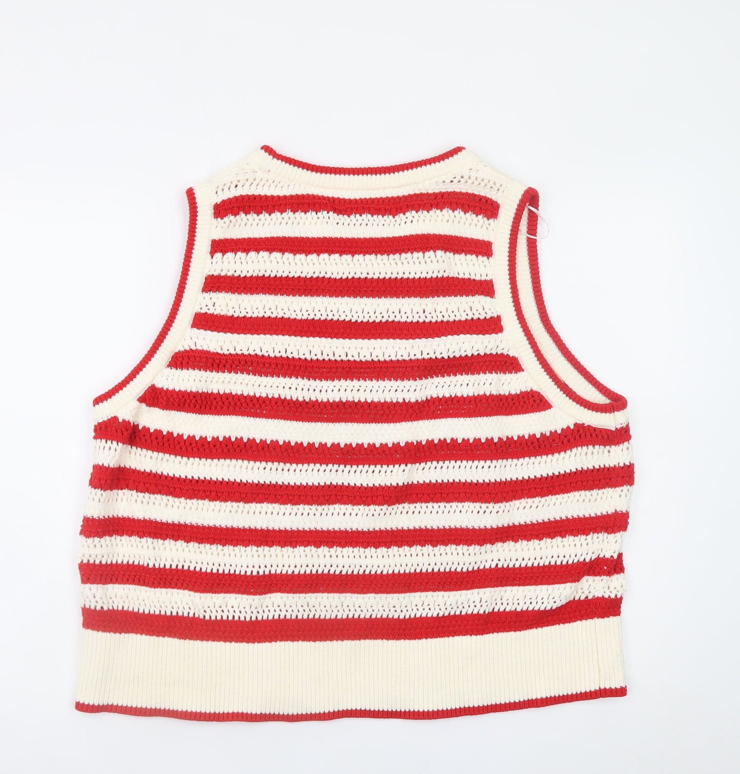 Dunnes Stores Women Red Striped Crochet Tank Top Size 24