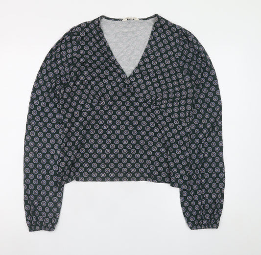 Boden Women’s Blue Geometric Wrap Blouse Size 18 Viscose Stretch