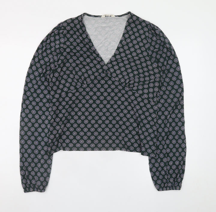 Boden Women’s Blue Geometric Wrap Blouse Size 18 Viscose Stretch