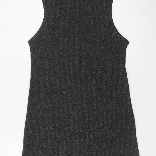 Double Zero Women Grey High Neck Sleeveless Knit Shift Dress M