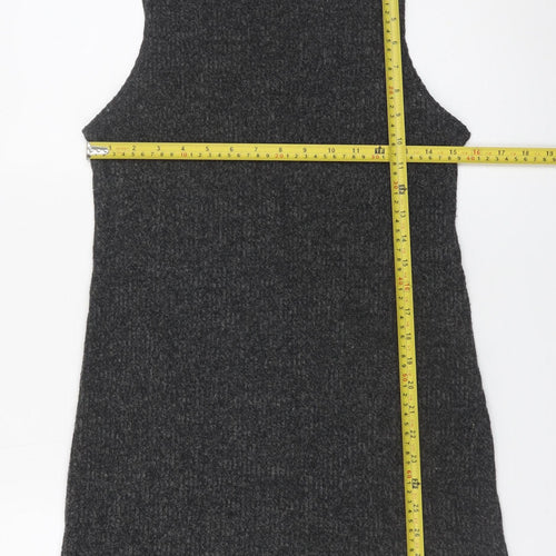 Double Zero Women Grey High Neck Sleeveless Knit Shift Dress M