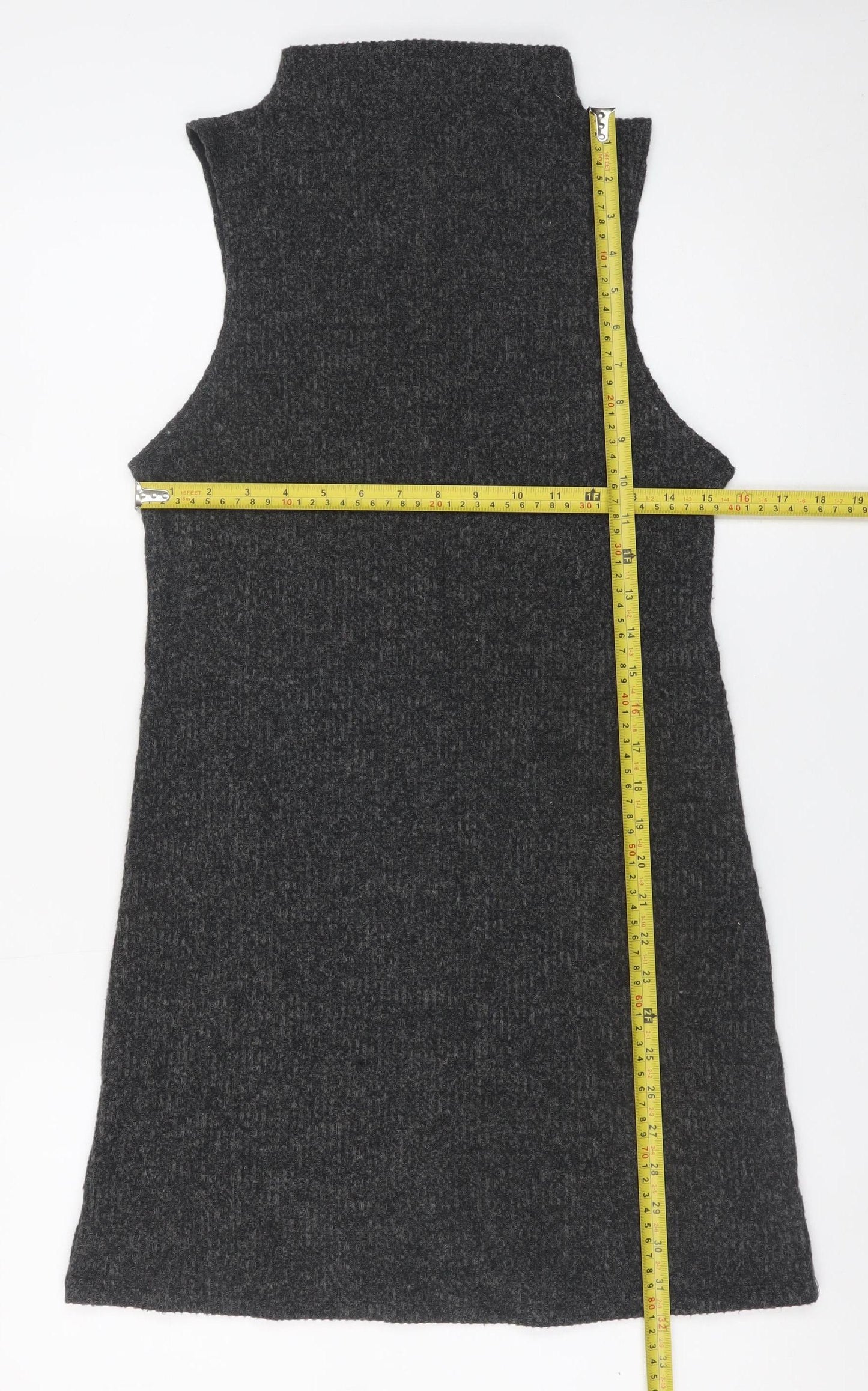 Double Zero Women Grey High Neck Sleeveless Knit Shift Dress M