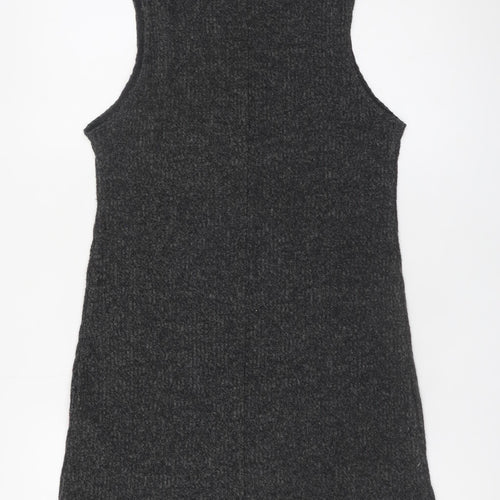 Double Zero Women Grey High Neck Sleeveless Knit Shift Dress M