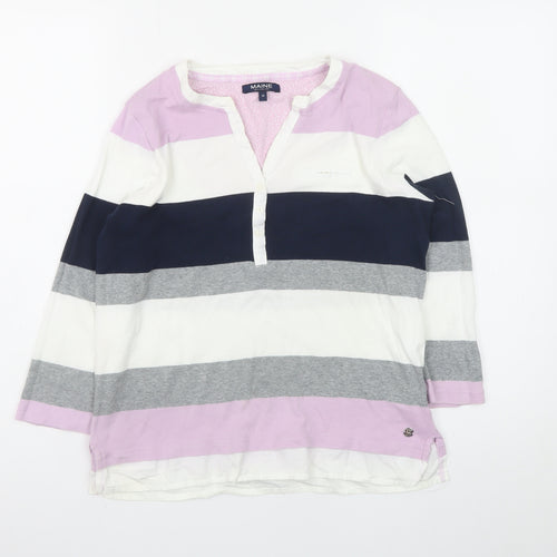 Maine New England Women’s Multicoloured Stripe Cotton Henley Top Size 14