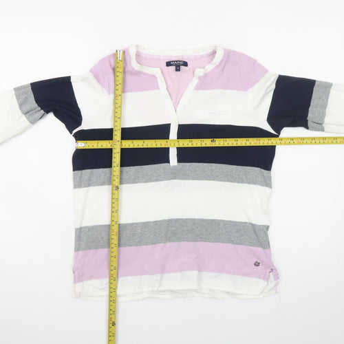 Maine New England Women’s Multicoloured Stripe Cotton Henley Top Size 14