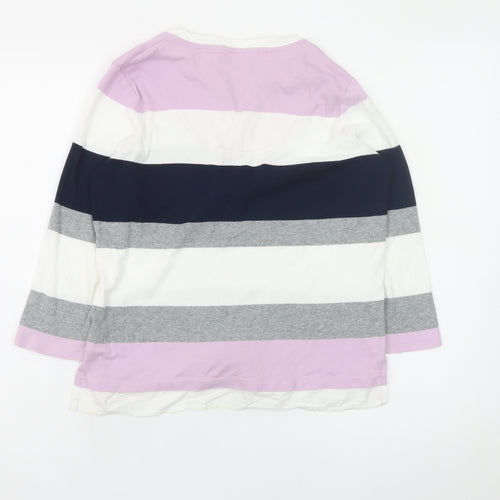 Maine New England Women’s Multicoloured Stripe Cotton Henley Top Size 14