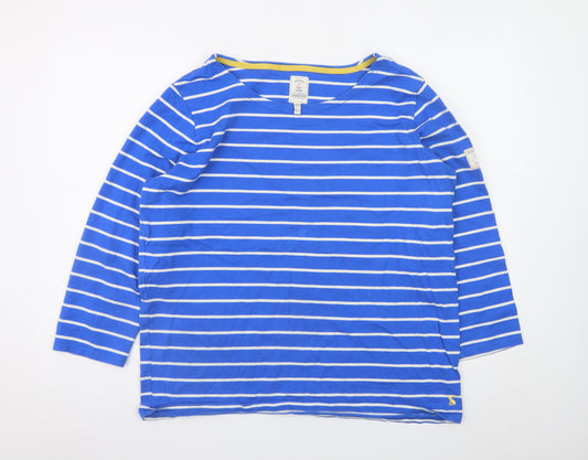 Joules Womens Blue Striped 3/4 Sleeve Cotton Nautical T-Shirt Size 18