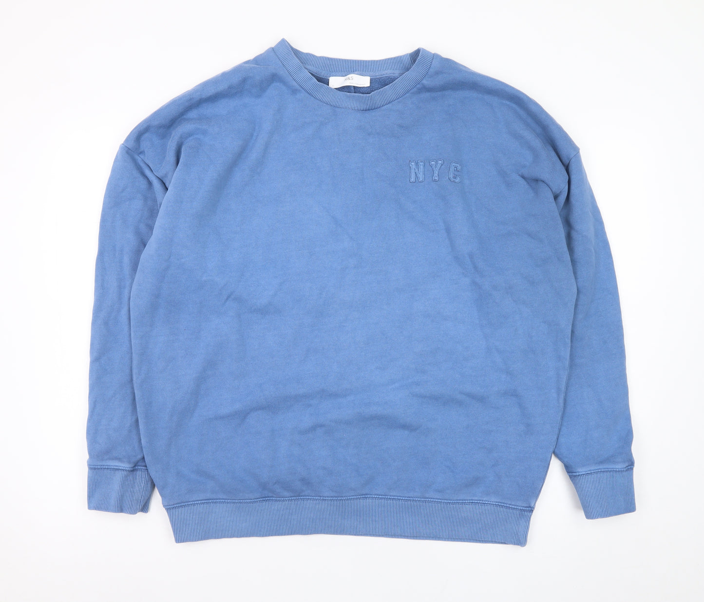 Marks and Spencer Men's Blue NYC Sweatshirt Small Crew Neck Pullover