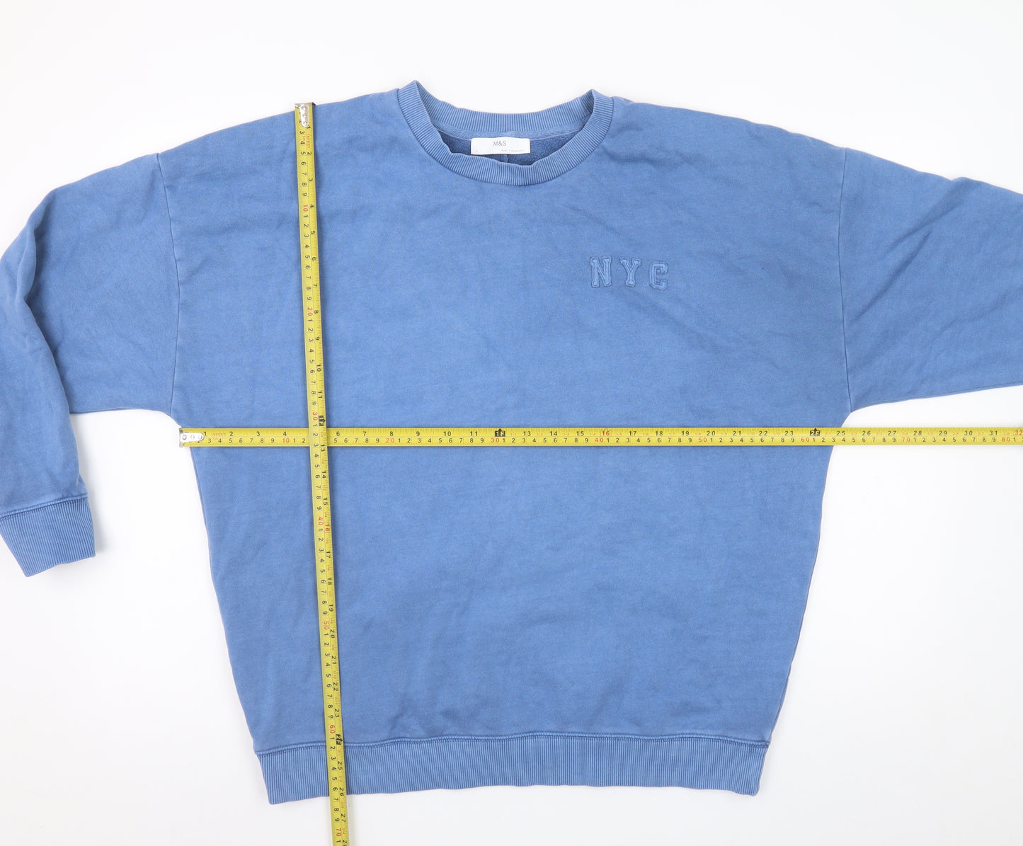 Marks and Spencer Men's Blue NYC Sweatshirt Small Crew Neck Pullover