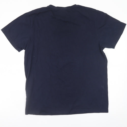 Jack & Jones Men Blue Regular Fit Logo Cotton T-Shirt L