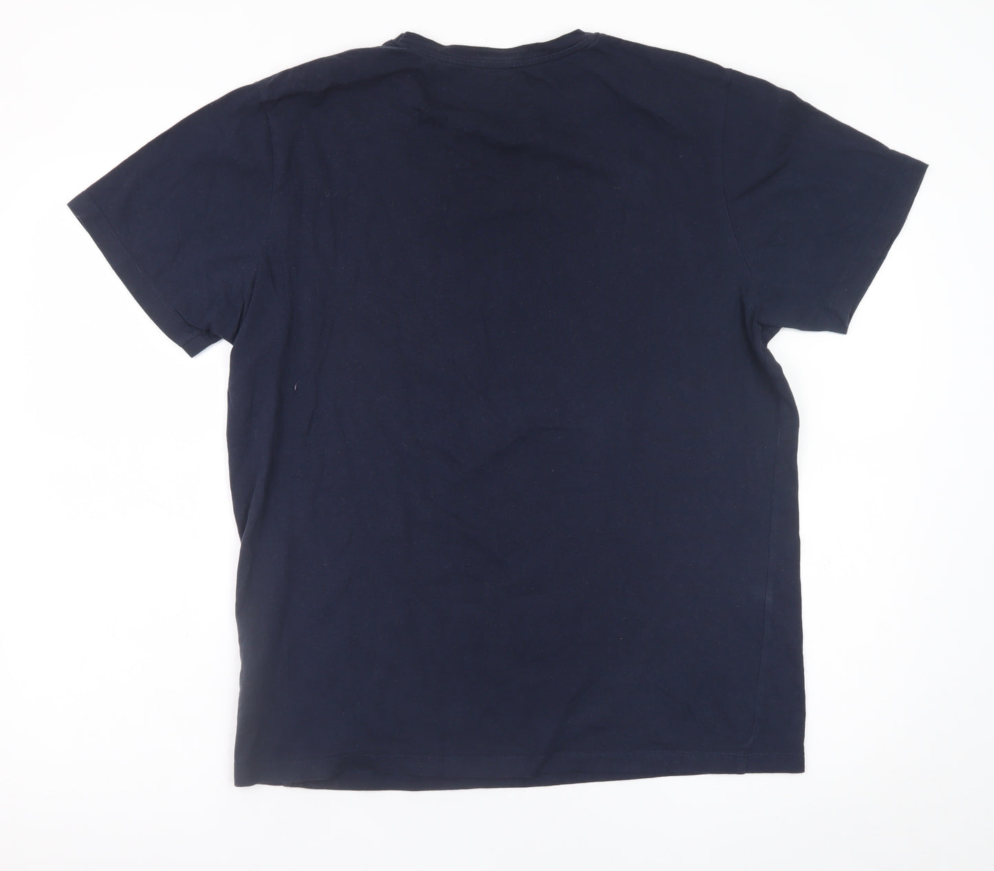 Jack & Jones Men Blue Regular Fit Logo Cotton T-Shirt L