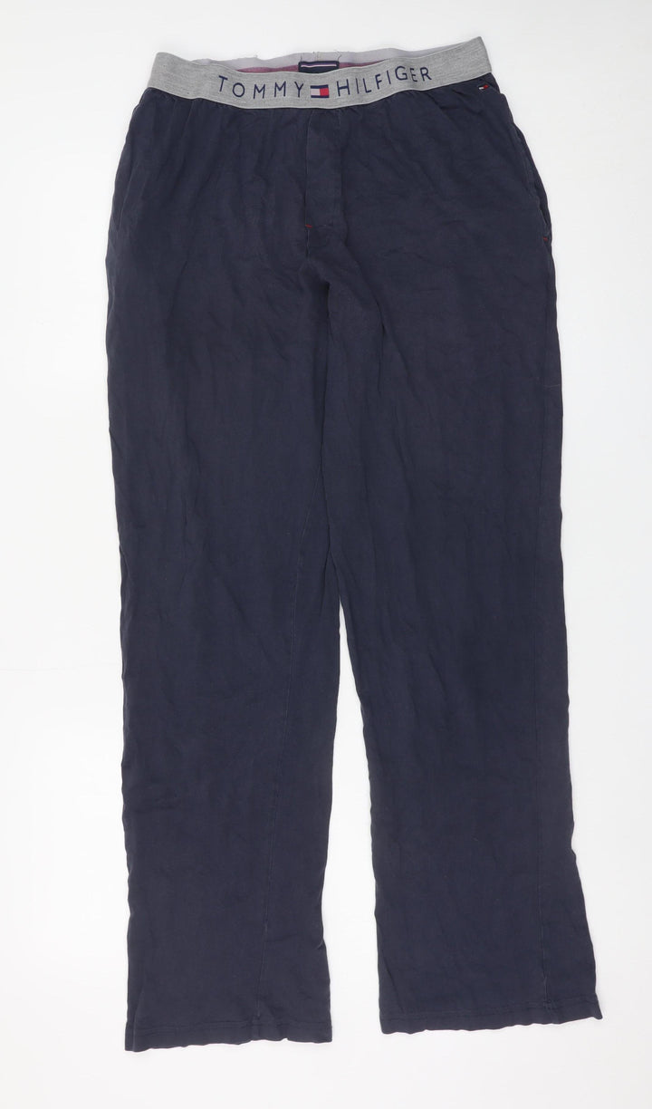 Tommy Hilfiger Men Blue M Lounge Pants Elastic Waist Jersey Cotton