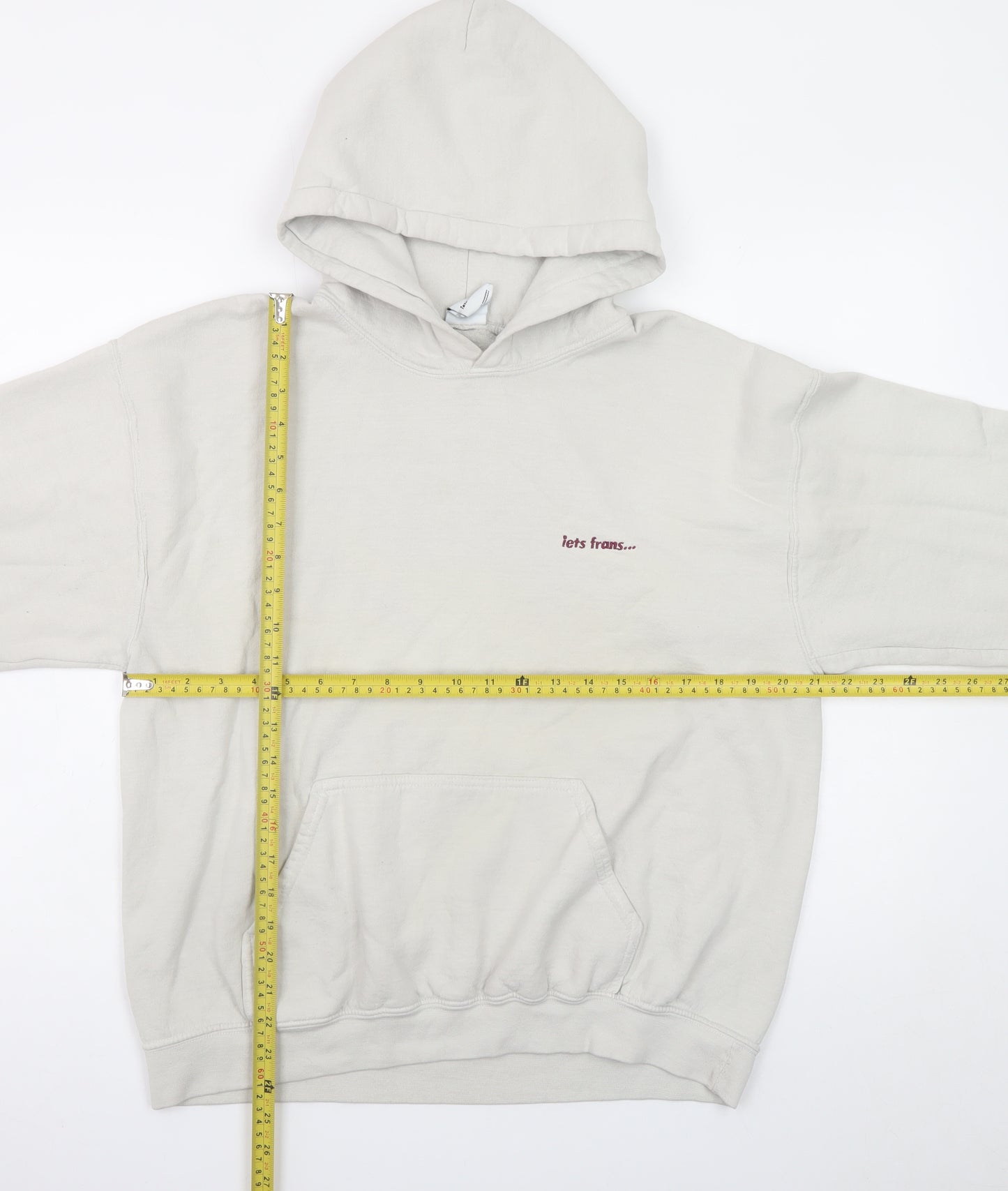 iets frans Men Beige Pullover Hoodie Medium Cotton Blend