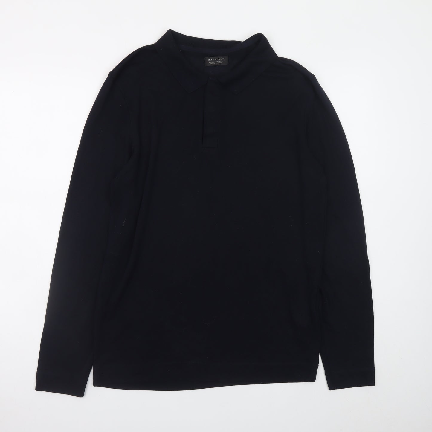 Zara Man Black Long Sleeve Polo Shirt Men’s XL Regular Fit