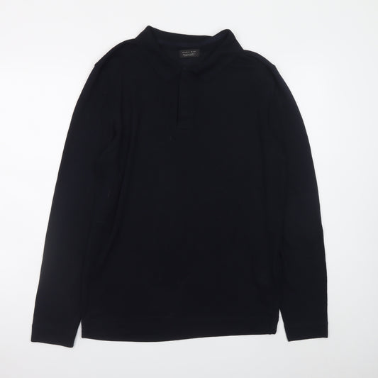 Zara Man Black Long Sleeve Polo Shirt Men’s XL Regular Fit