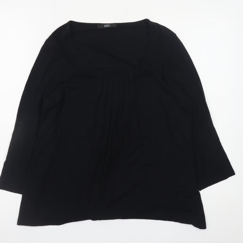 Marks and Spencer Women Black Size 14 Tunic Jersey 3/4 Sleeve Blouse