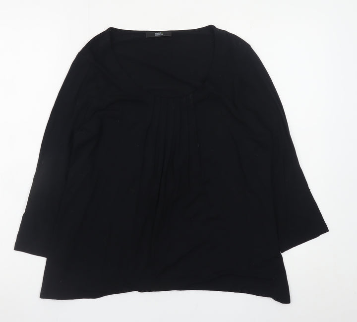 Marks and Spencer Women Black Size 14 Tunic Jersey 3/4 Sleeve Blouse