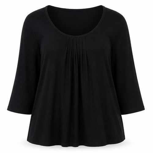 Marks and Spencer Women Black Size 14 Tunic Jersey 3/4 Sleeve Blouse