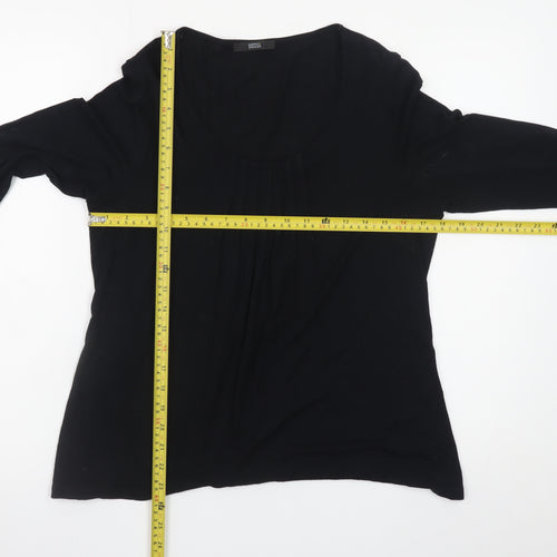 Marks and Spencer Women Black Size 14 Tunic Jersey 3/4 Sleeve Blouse