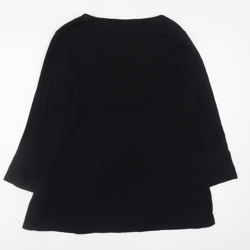 Marks and Spencer Women Black Size 14 Tunic Jersey 3/4 Sleeve Blouse