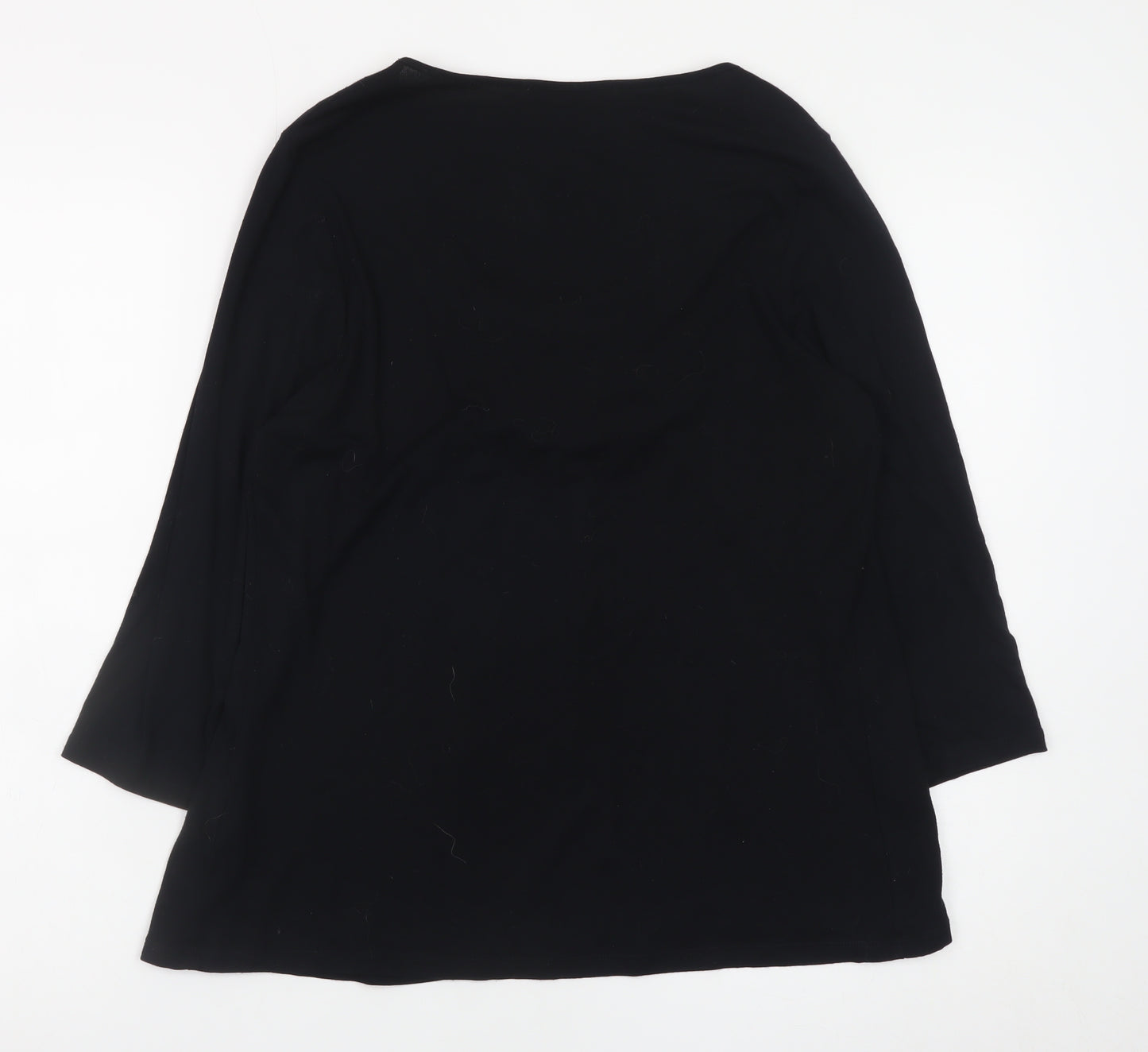 Marks and Spencer Women Black Size 14 Tunic Jersey 3/4 Sleeve Blouse
